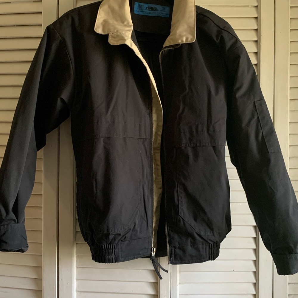 Men's Black Jacket with Cream Collar